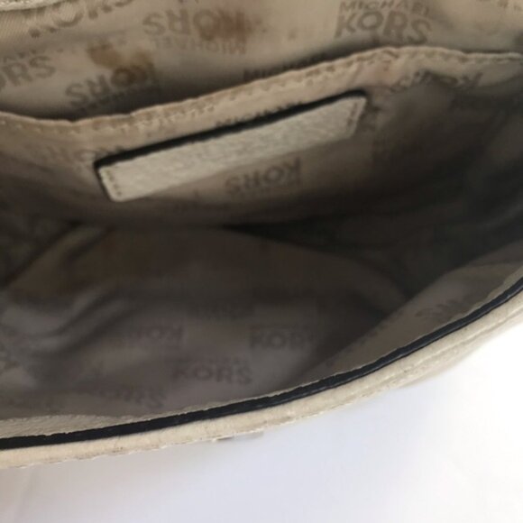 Michael Kors Pebble Leather Small Crossbody Shoulder Bag Mini Handbag White Gold - Picture 8 of 16